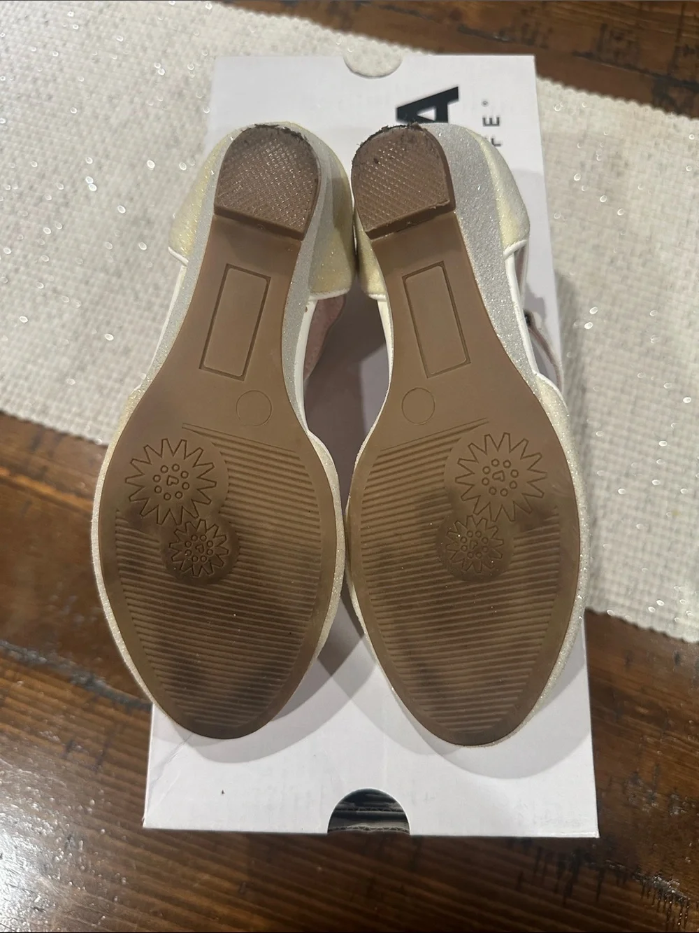 Girls' Glitter Ankle-Strap Dress Shoes in Ivory
